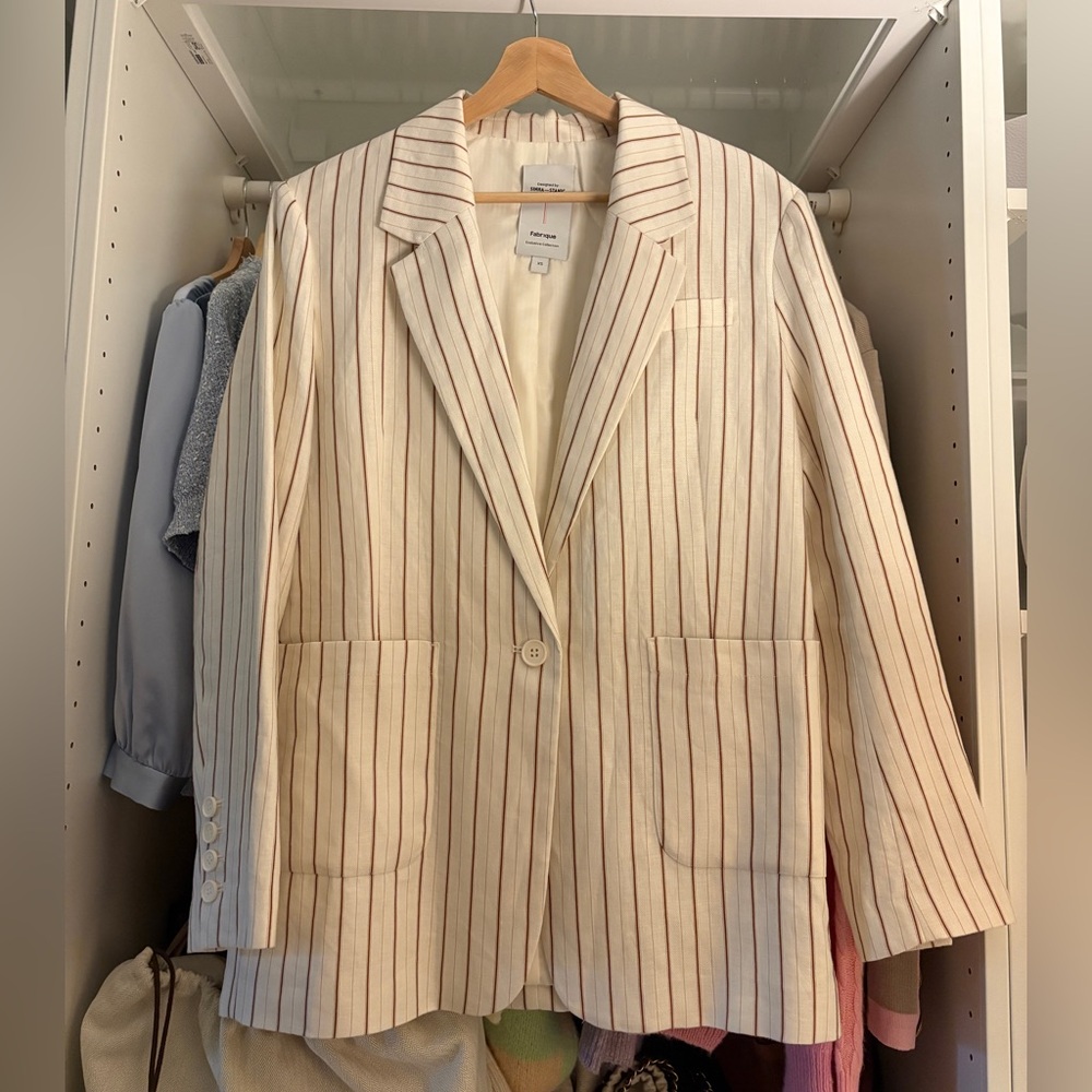 Cream Striped Soft Blazer